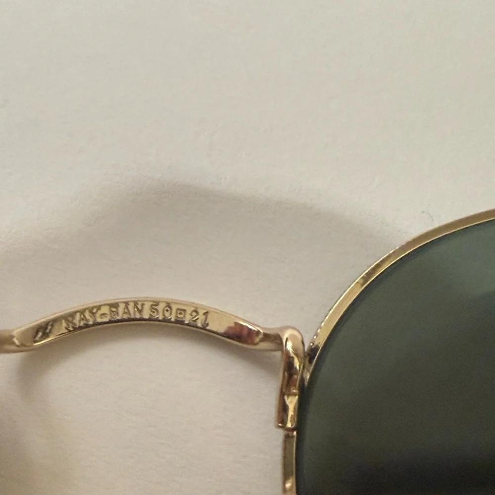 Ray-Ban Gold and Green Roundmetal Sunglasses Unisex